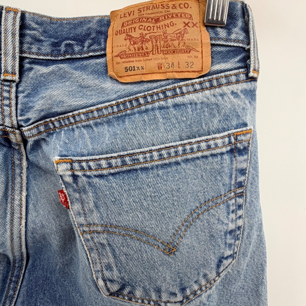 Vintage Levi's 501 XX Jeans 34x32 Button Fly Straight Leg Mens Made in Mexico 99 - Picture 6 of 8